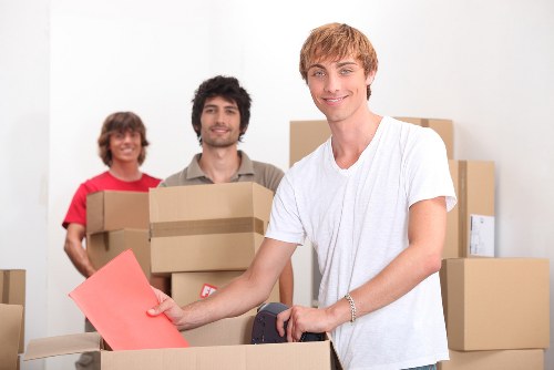 Packing materials and labeled boxes for Woodlands relocation